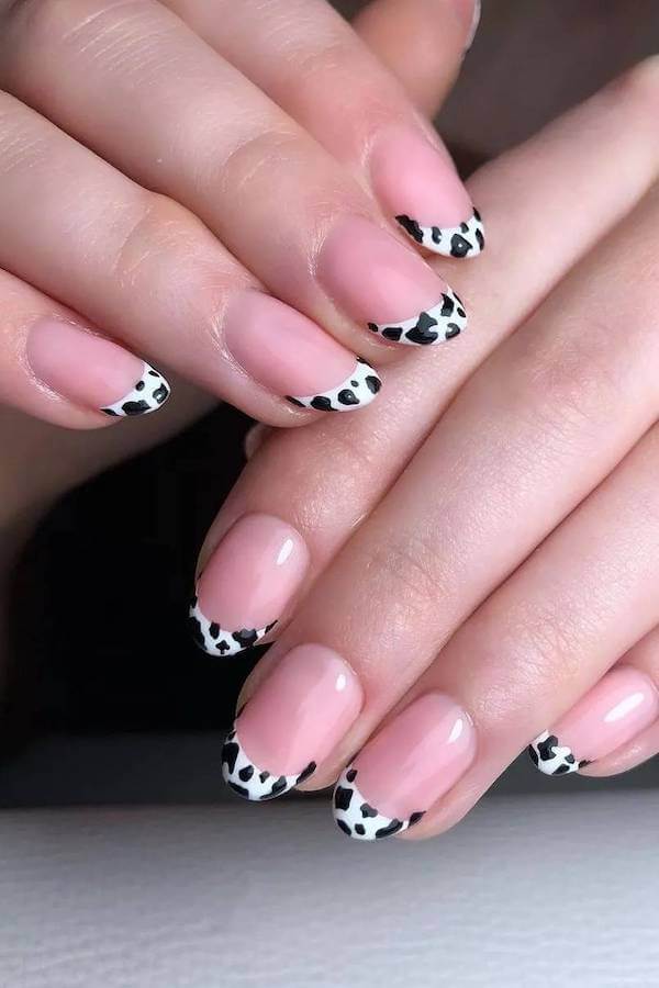 Cow Print French Tip Mani