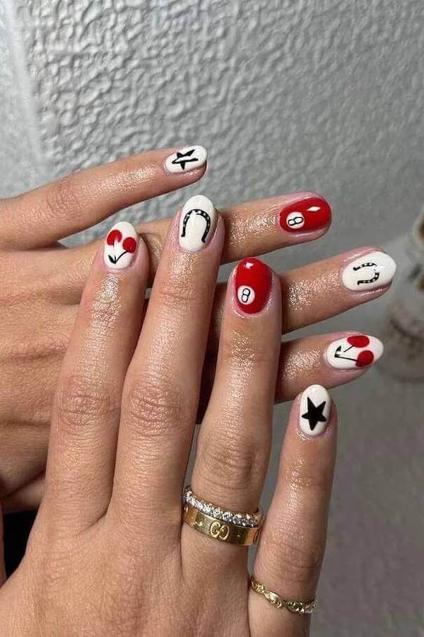 Rodeo Red and White Western Nails