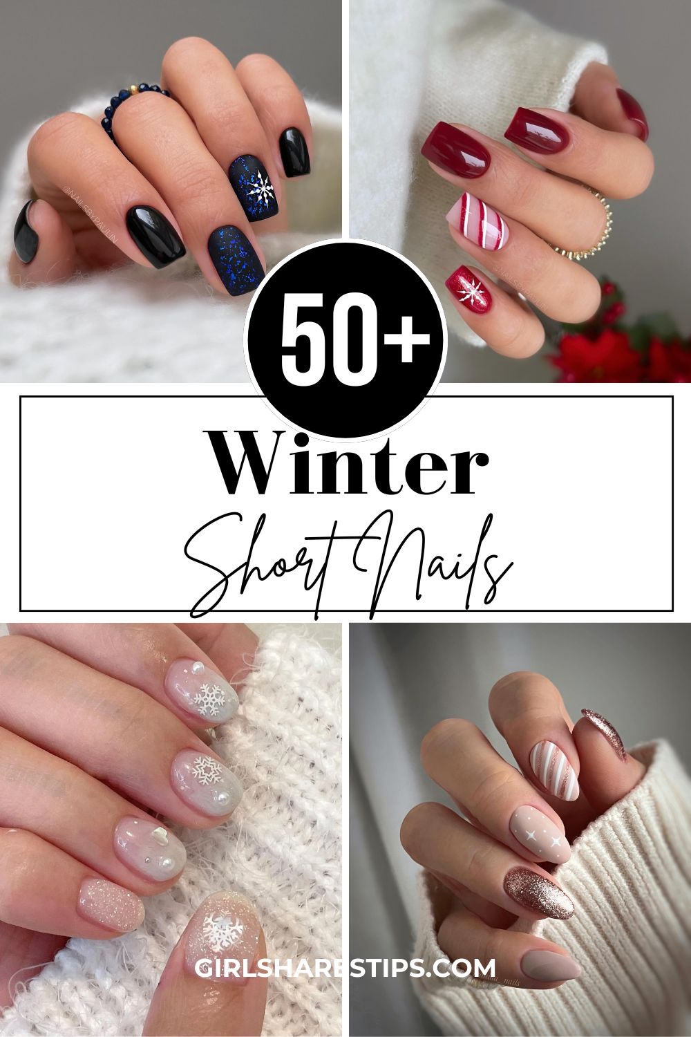 short winter nails designs collage