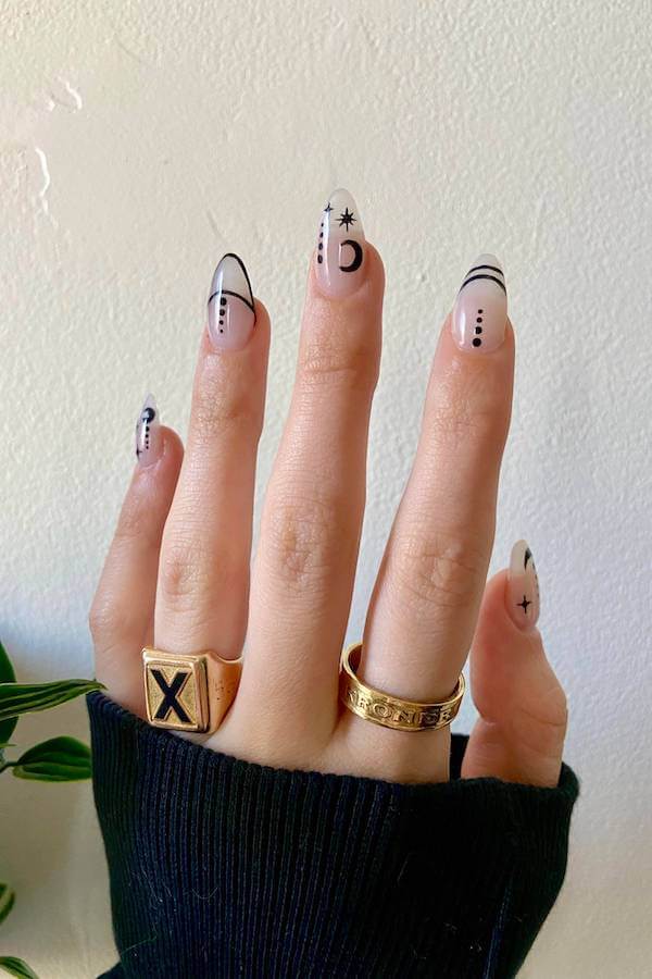 Minimalist Black Line Mystical Nails