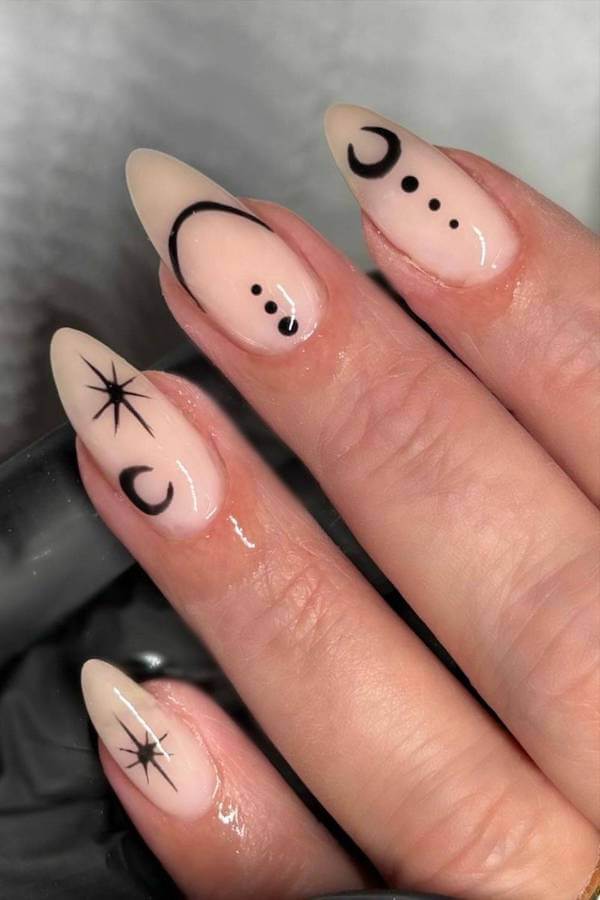 Crescent Moon Minimalist Nail Art