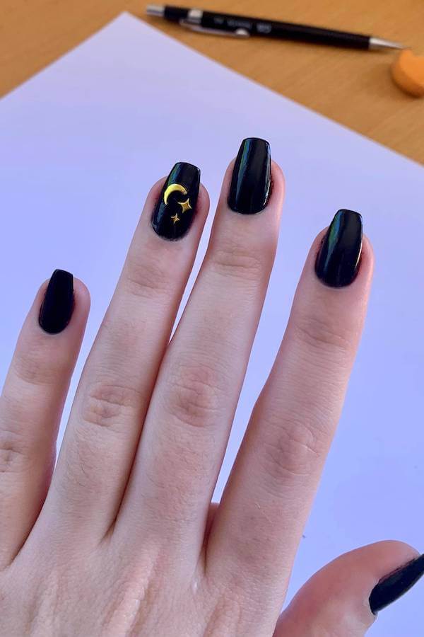Minimalist Moon and Star Accent Nails