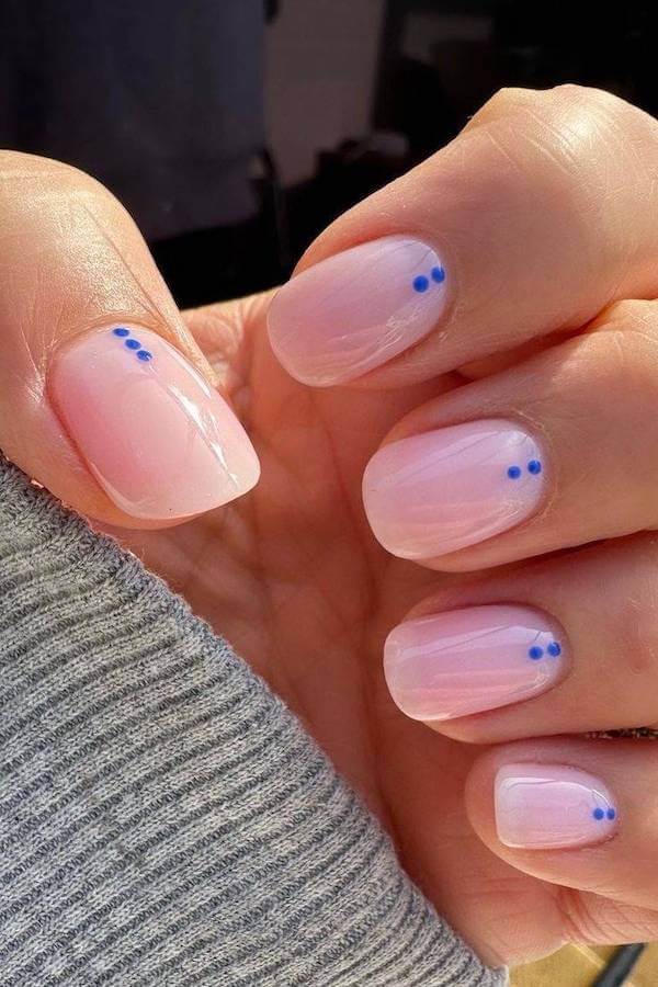 Minimal Blue Dotted Nails