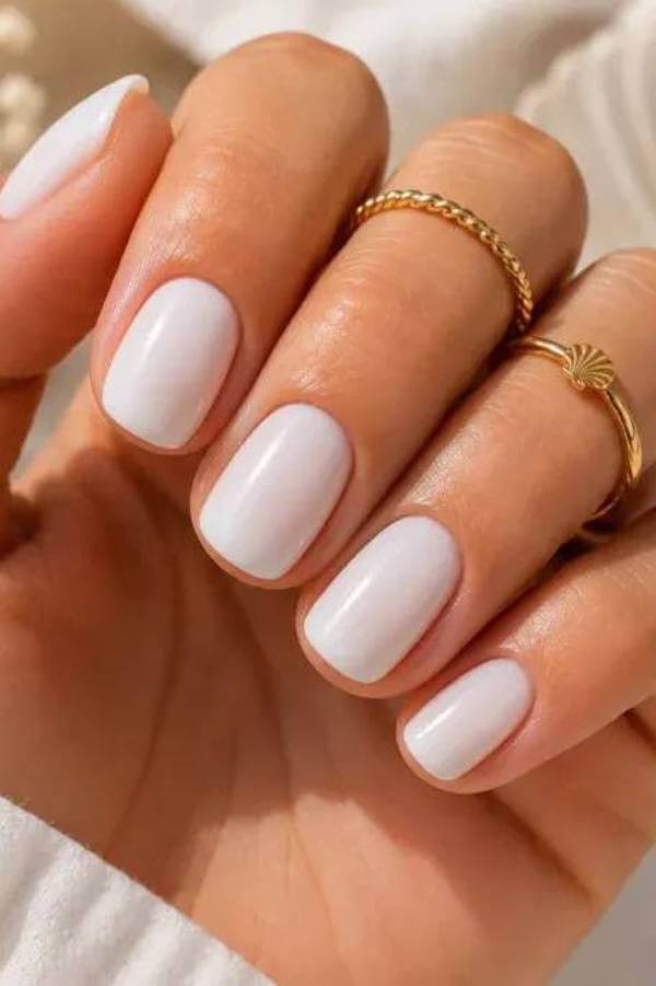 Clean Classic Short White Nails