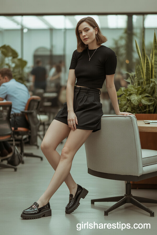 All-Black Tailored Shorts Ensemble
