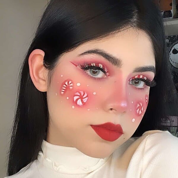 Peppermint Candy Cane Makeup Look