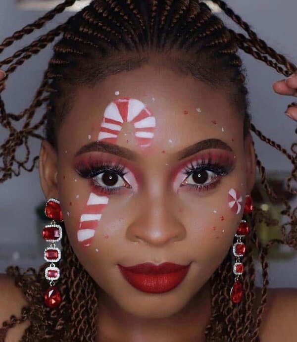 Dramatic Candy Cane Face Design