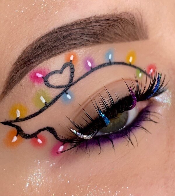 Festive Christmas Lights Eye Makeup