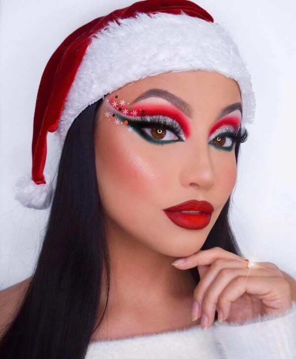 Bold Red and Silver Snowflake Eyes
