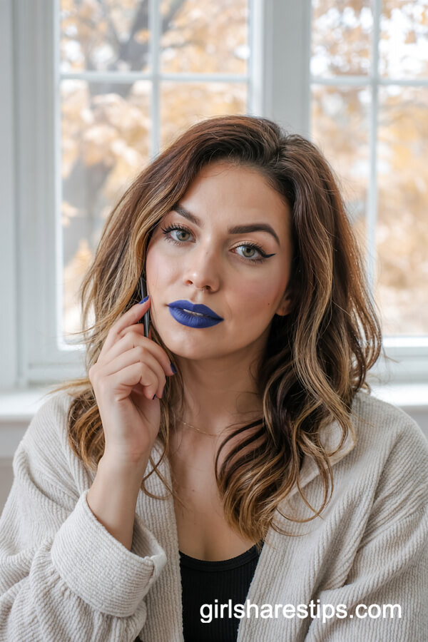 Bold Blue Lips and Liner