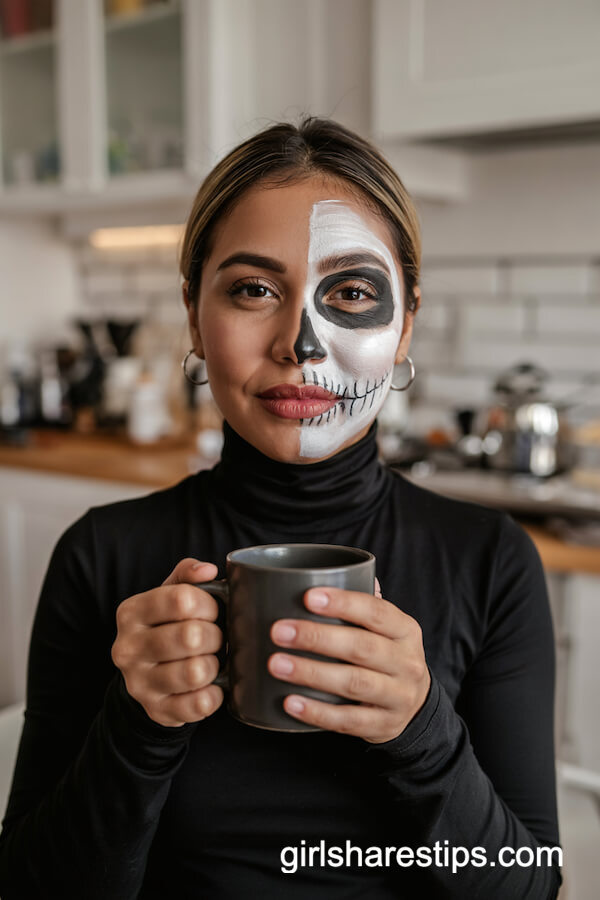 Half Skull Face Makeup