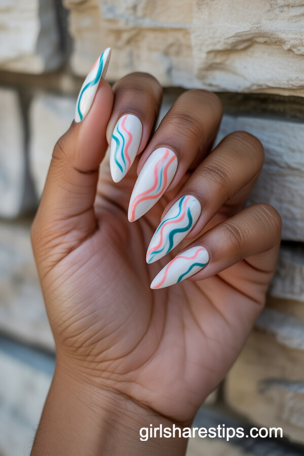 Coral Reef Abstract Line Nails