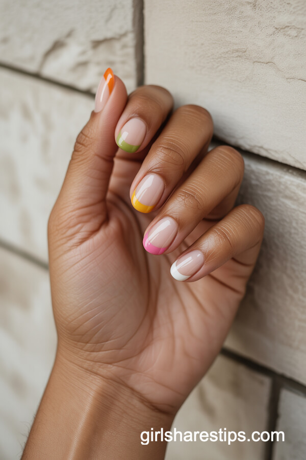 Tropical Fruit French Tip Nails