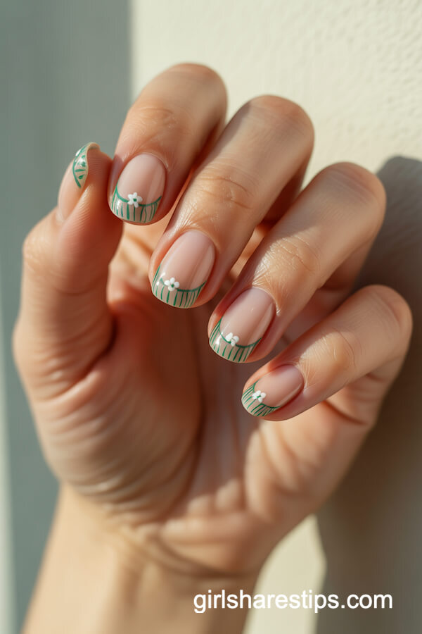 Hula Skirt Fringe Nude Nails
