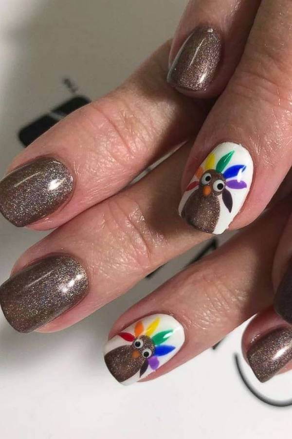 Playful Turkey Accent Nails