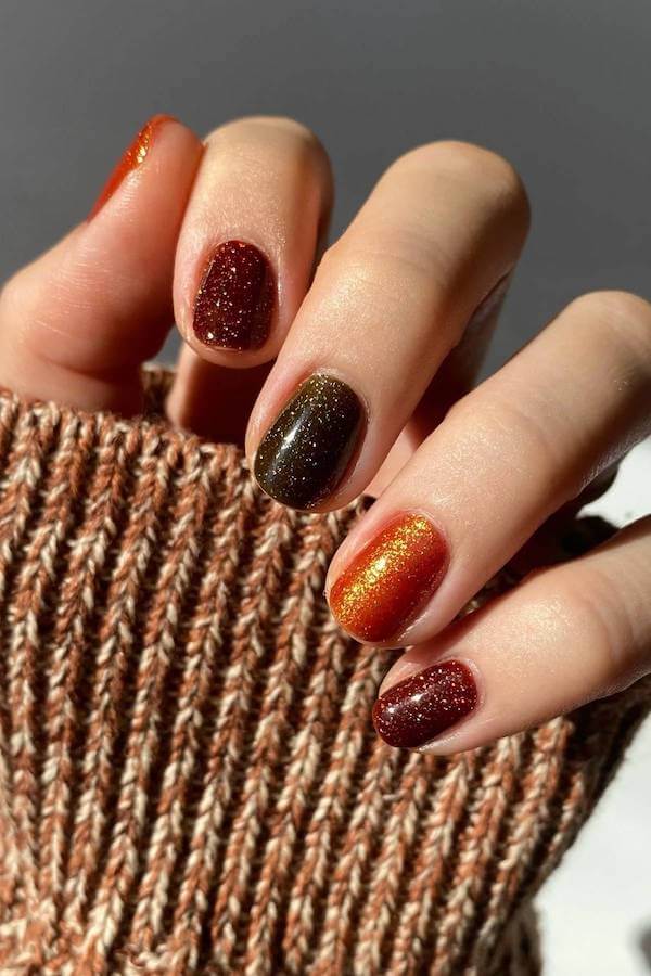 Glitter Ombre Fall Nails
