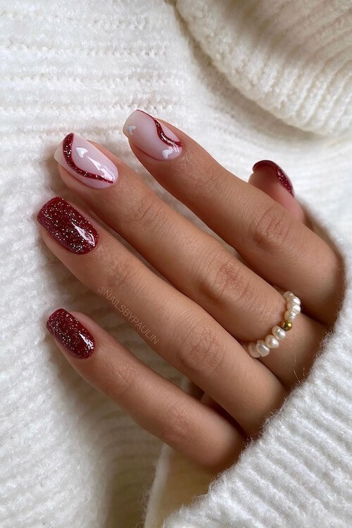 simple Valentines day nails