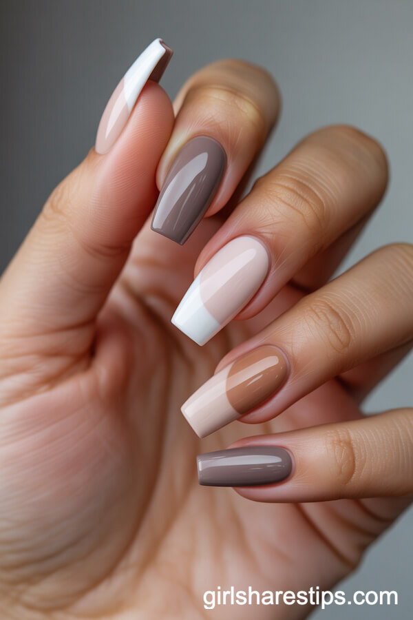 Color Block Coffin Nails