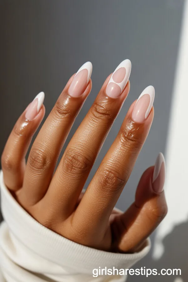 Elegant Nude Curved Line Nails