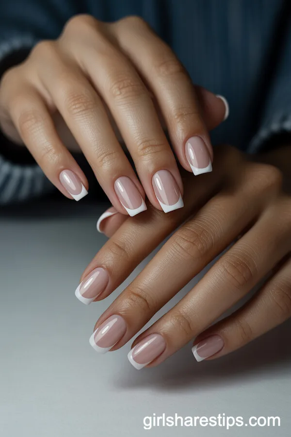 Ultra-Thin French Tip Round Nails