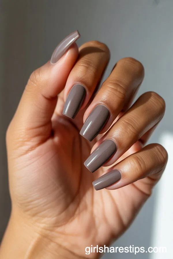 Matte Taupe Coffin Nails