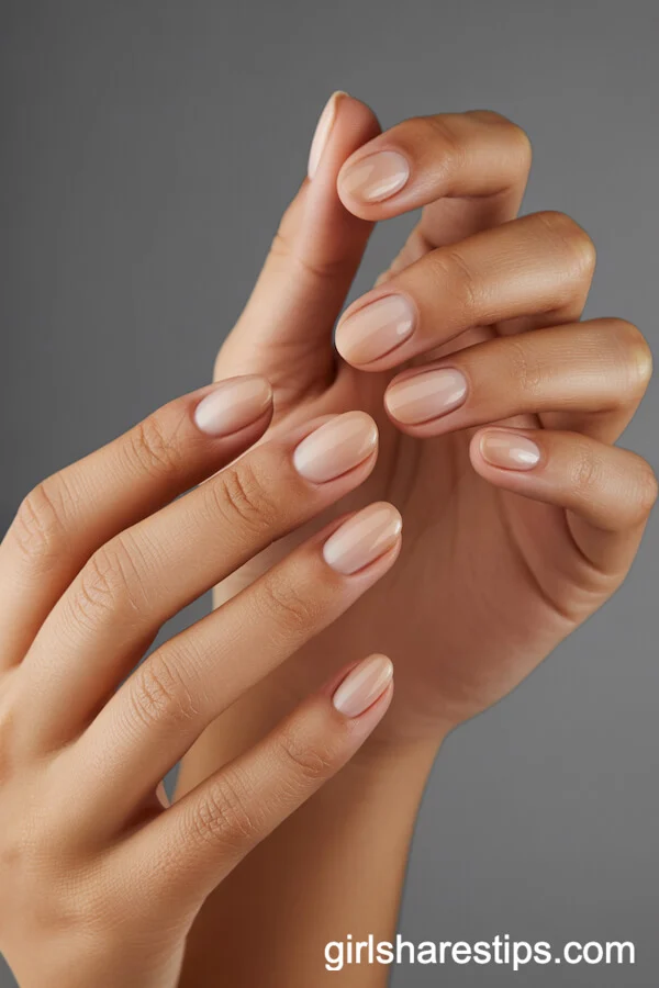 Sheer Sand Oval Nails