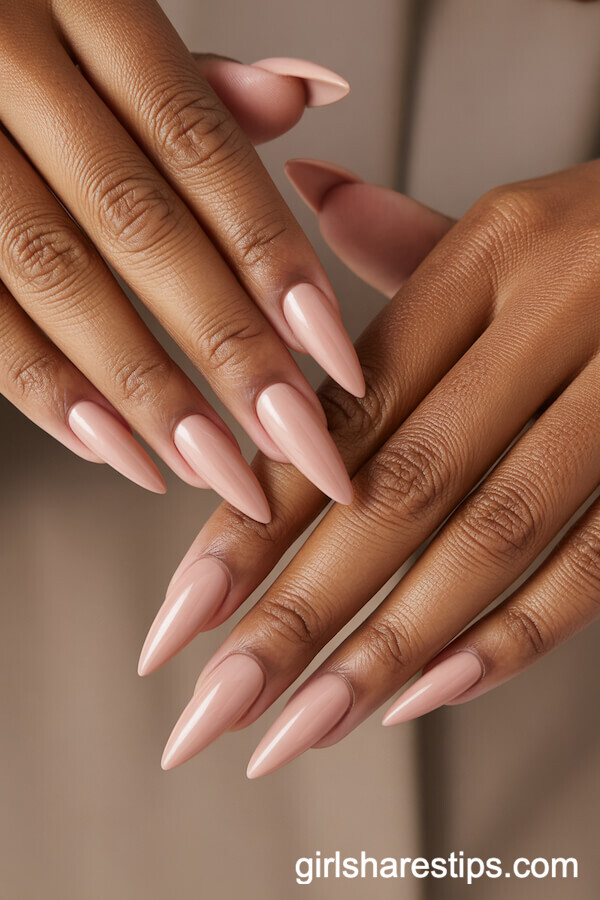Peachy-Blush Stiletto Nails