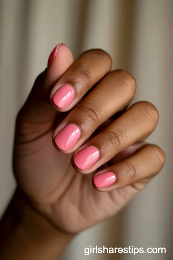 Bubblegum Pink Short Round Nails