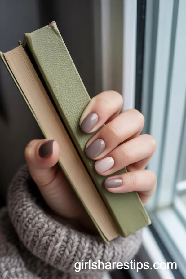 Matte Taupe and Beige Short Nails for Homey Winters