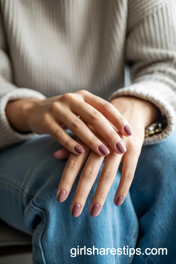 Muted Mauve Short Nails for a Warm Ambiance