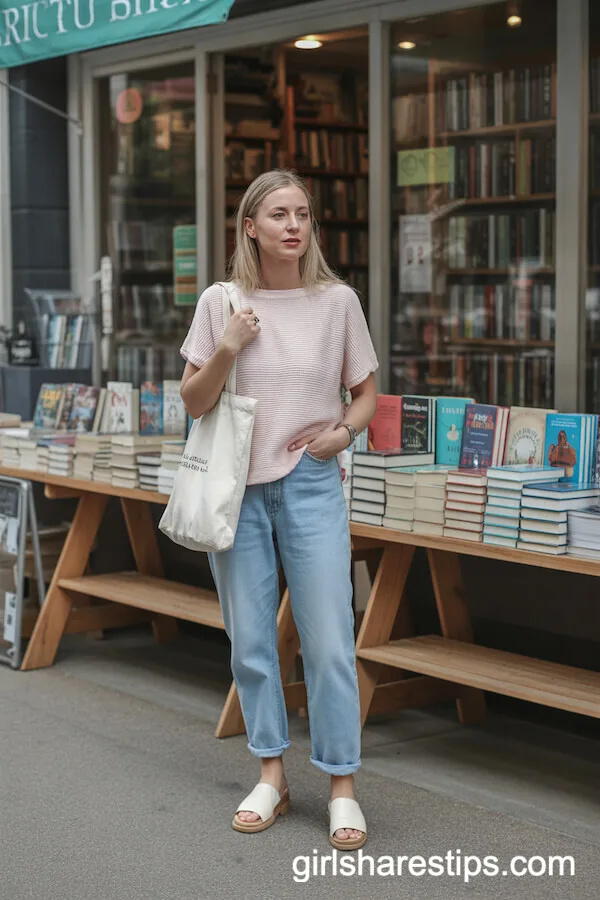 Light Knit Tee Relaxed Jeans