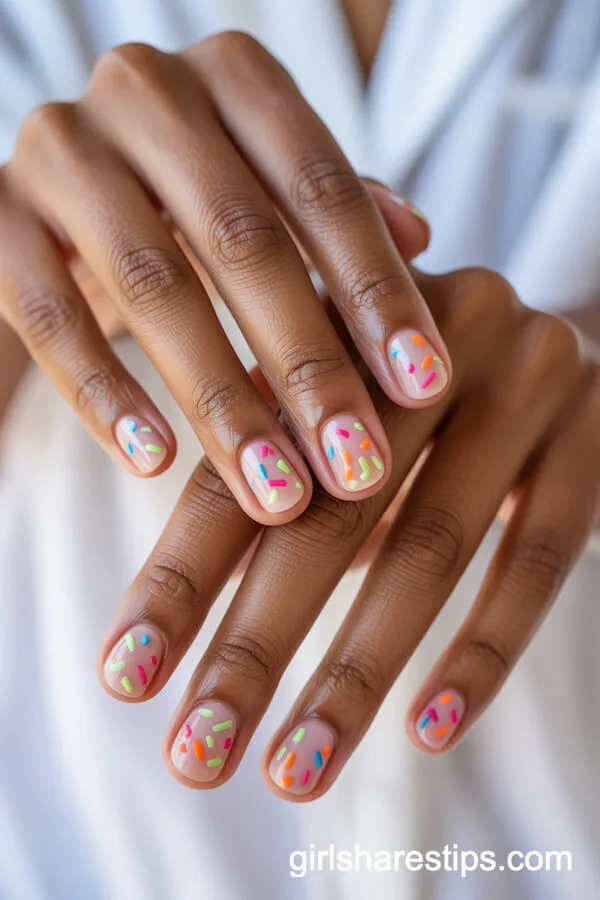 Neon Confetti Natural Nails