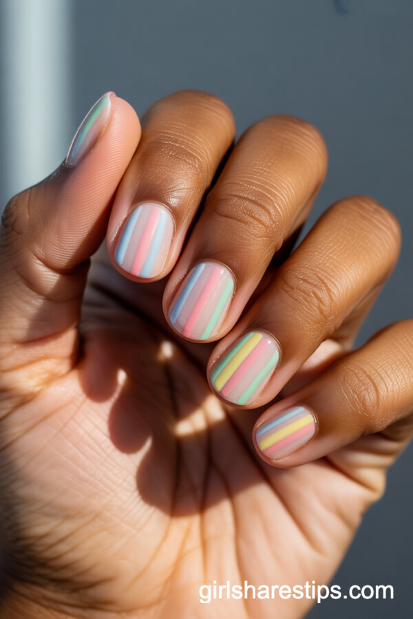 Pastel Candy Stripe Nails