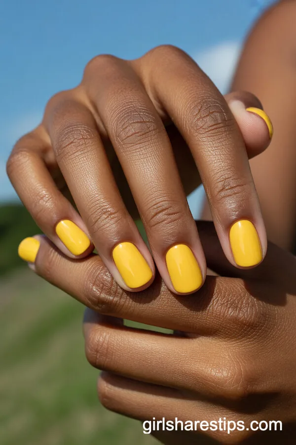 Vibrant Lemon Yellow Short Nails