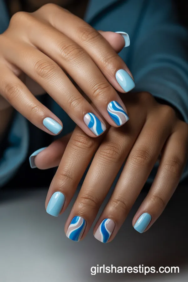 Abstract Ocean Wave Square Nails