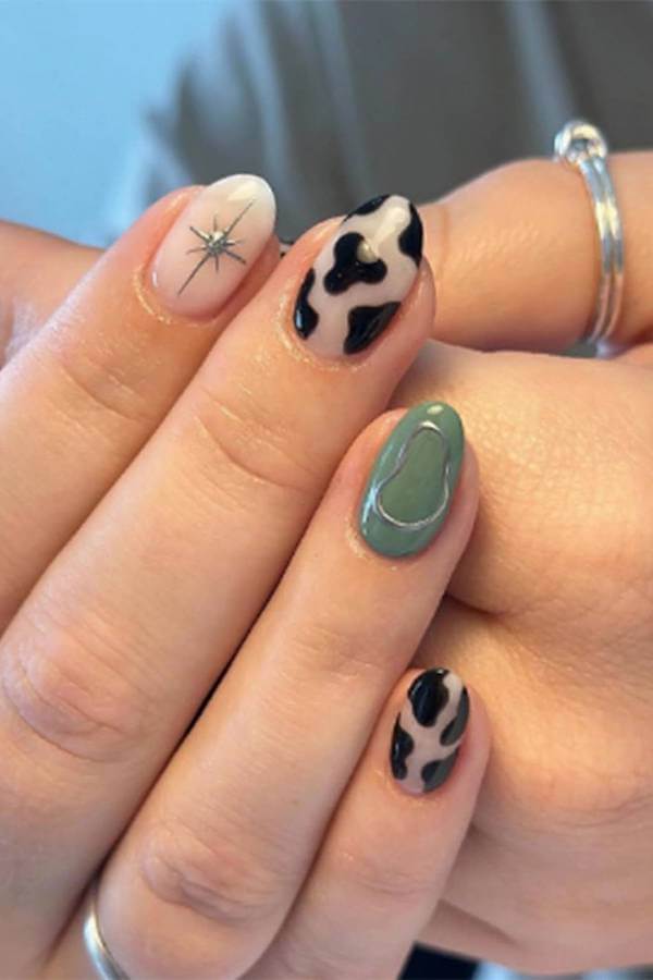 Modern Cow Print Western Nails