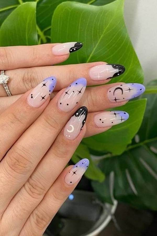 Celestial Ombre Witchy Nails