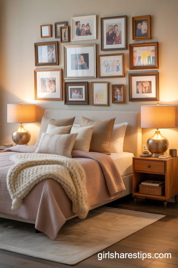 Gallery Wall Of Family Memories Above The Bed