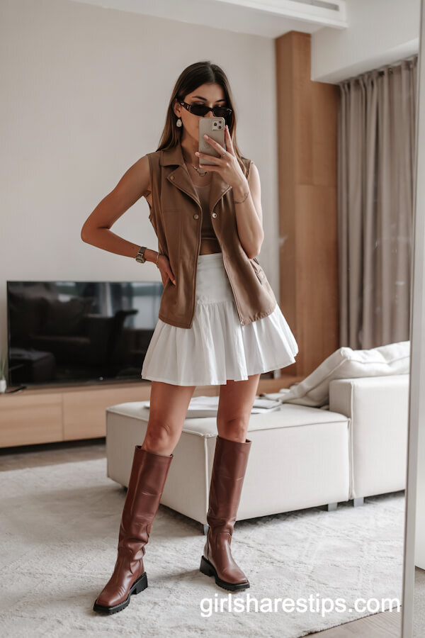 Vest Top & Ruffled Mini Skirt