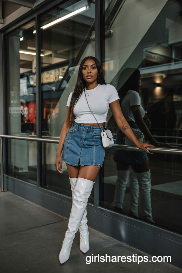 Crop Top & Denim Mini Skirt