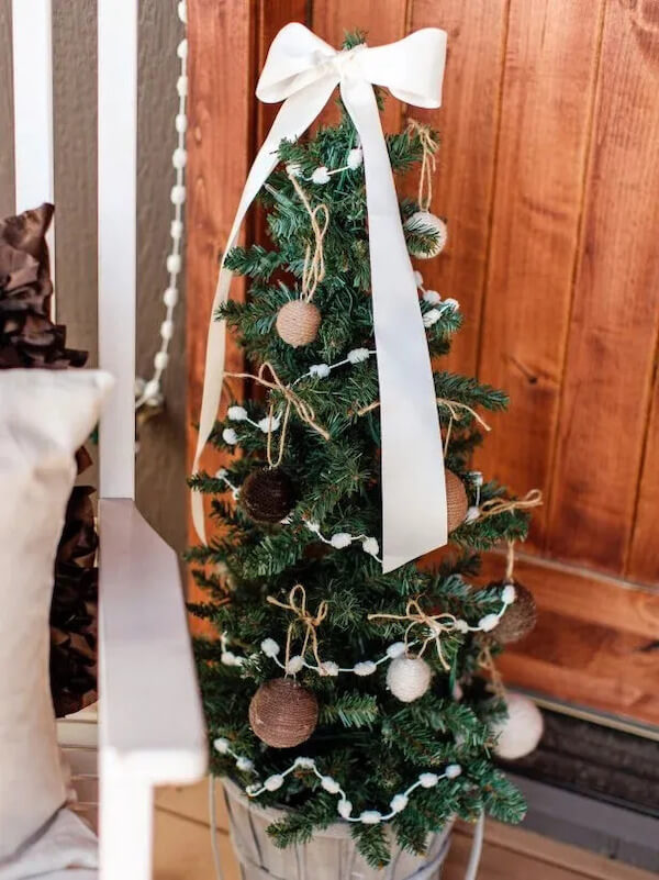 Rustic Bow Mini Christmas Tree