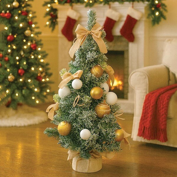 Gold and White Mini Christmas Tree