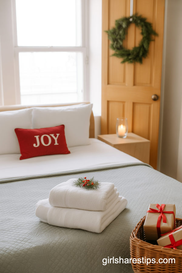 Minimal Yet Festive Small Guest Bedroom For Christmas