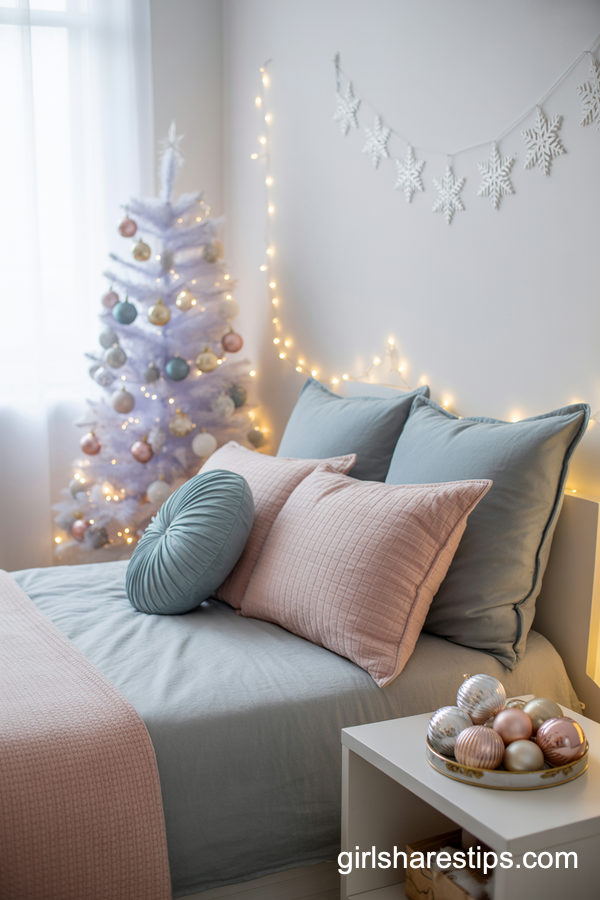 Pastel Christmas Bedroom Look For A Small Serene Space