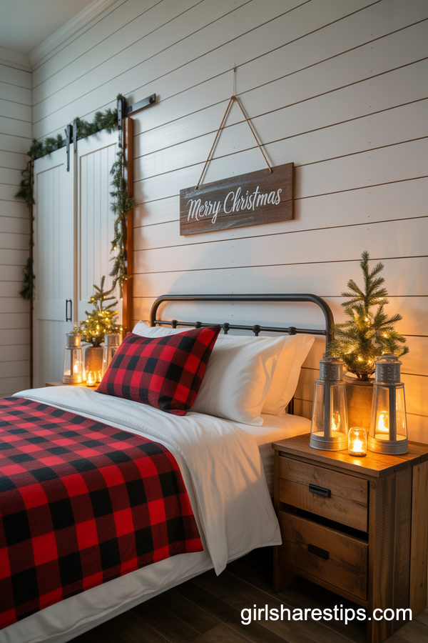 Modern Farmhouse Christmas Style In A Small Bedroom