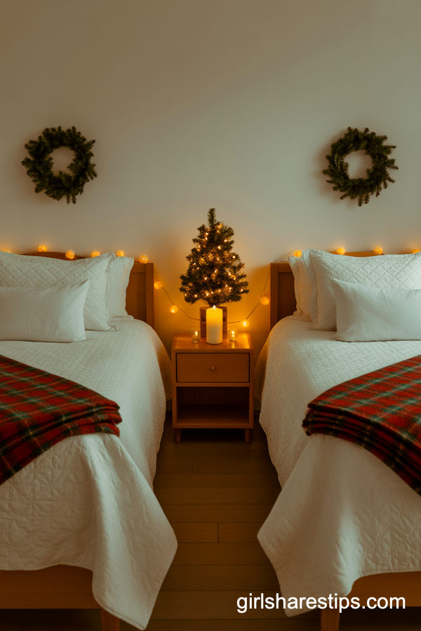 Shared Small Bedroom With Matching Christmas Touches