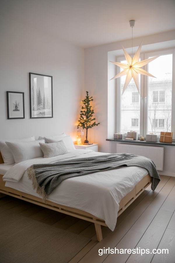 Scandinavian-Inspired Tiny Christmas Bedroom Retreat