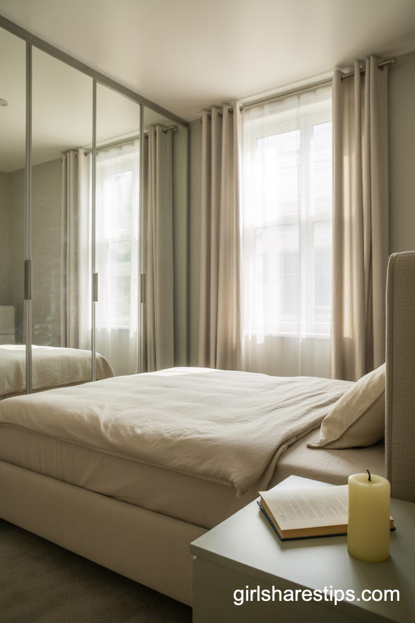 Compact Bedroom With Floor-To-Ceiling Mirrored Wardrobe