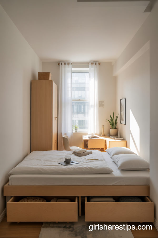 Tiny City Bedroom With Smart Wardrobe And Under-Bed Storage