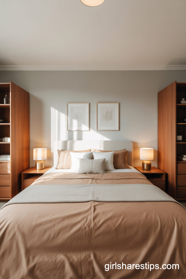 Shared Small Bedroom With Matching Wardrobes For Two
